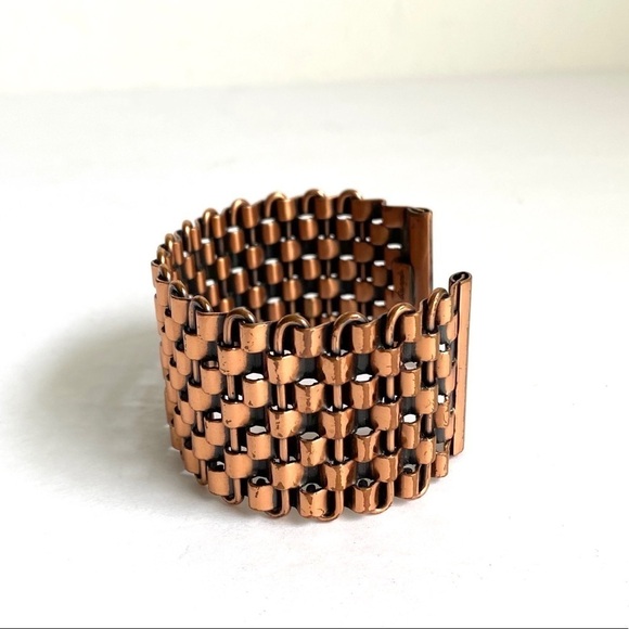 Vintage Renoir Copper Bracelet Woven Cuff Bangle Mid Century Modern Mod Retro - Picture 5 of 9